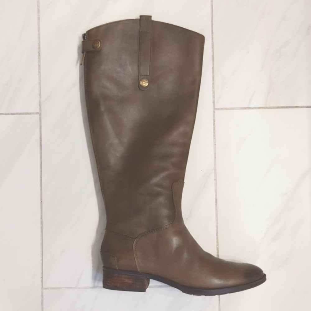 Sam Edelman Tall Leather Riding Boots in Olive Brown